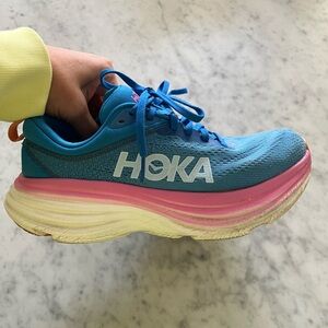 Hoka One One Bondi 8 Womens Blue Pink Costal Sky